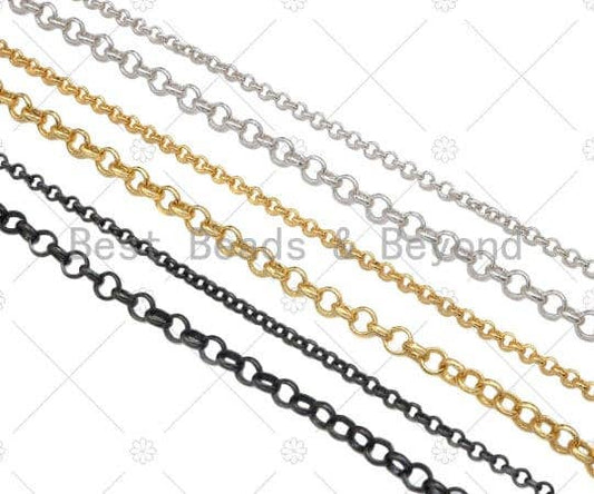 3mm/5mm/7mm Rolo Chain by Yard, 18K Gold Chain/Black/ Silver/ Rose Gold Chain, Wholesale Chain, SKU#E511