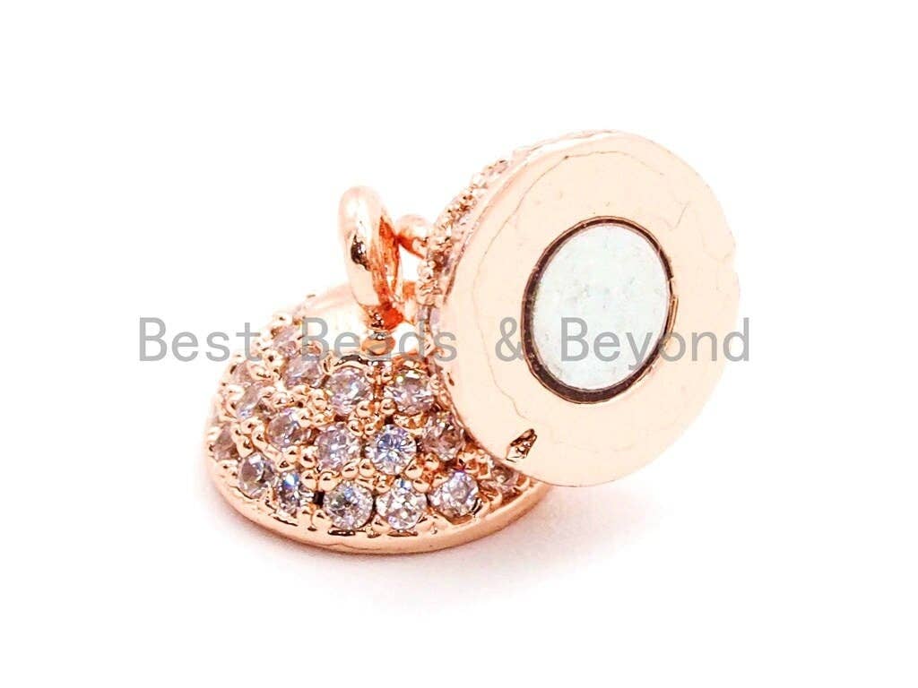 8mm/10mm/12mm/14mm/16mm CZ Micro Pave Strong Magnetic Round Clasp, Cubic Zirconia Magnetic Clasp, Gold Rose Gold Clasp, sku#H55