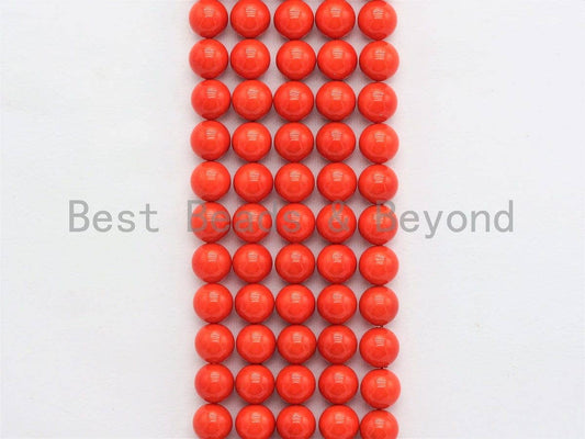 Quality Orange Mother of Pearl Beads,6mm/8mm/10mm/12mm Round Smooth Gemstone Beads,Loose Coral Color Beads, 15.5inch strand, SKU#U422