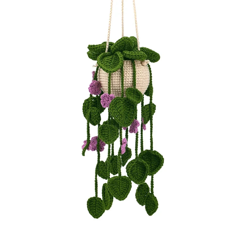 KRABALL Crochet Hanging Plant Kit With Instruction Easy Hand Knitting Yarn Ball Thread Needles Hooks Knit Tools Accessories Set