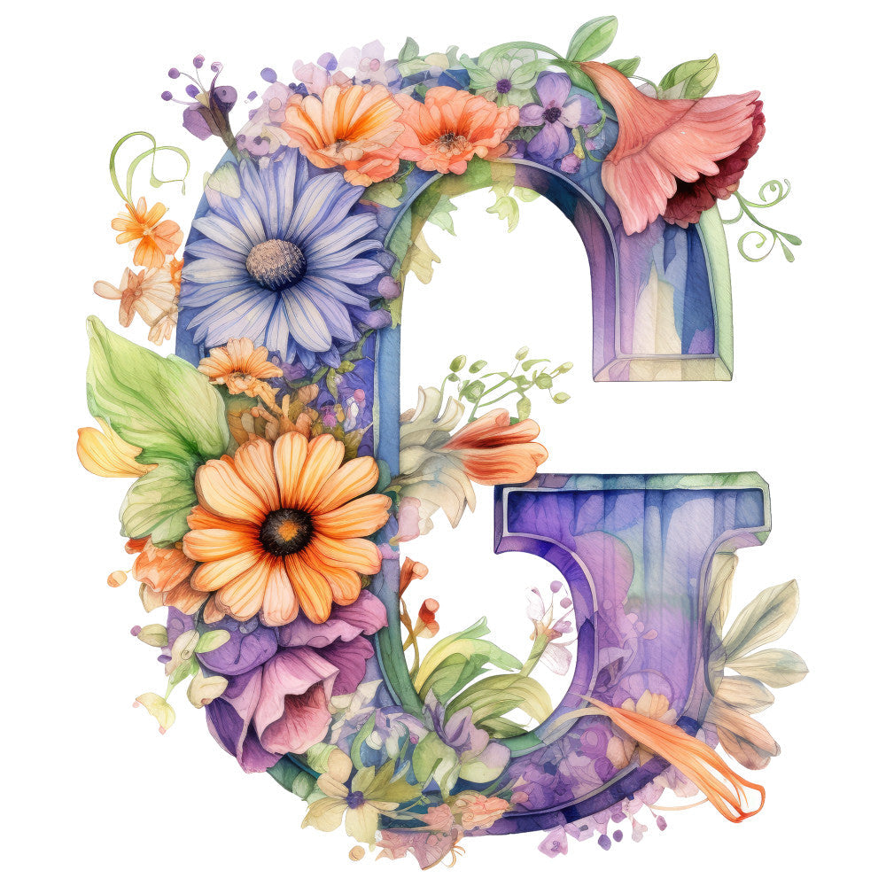 Alphabet Flowers Fabric Panel G