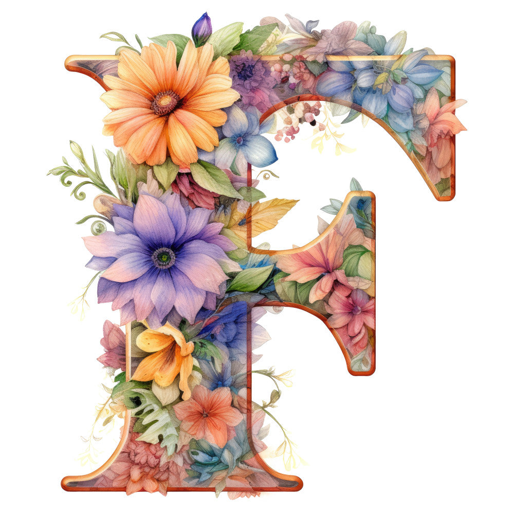 Alphabet Flowers Fabric Panel F