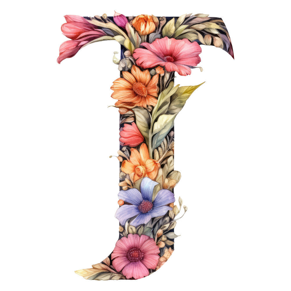 Alphabet Flowers Fabric Panel J