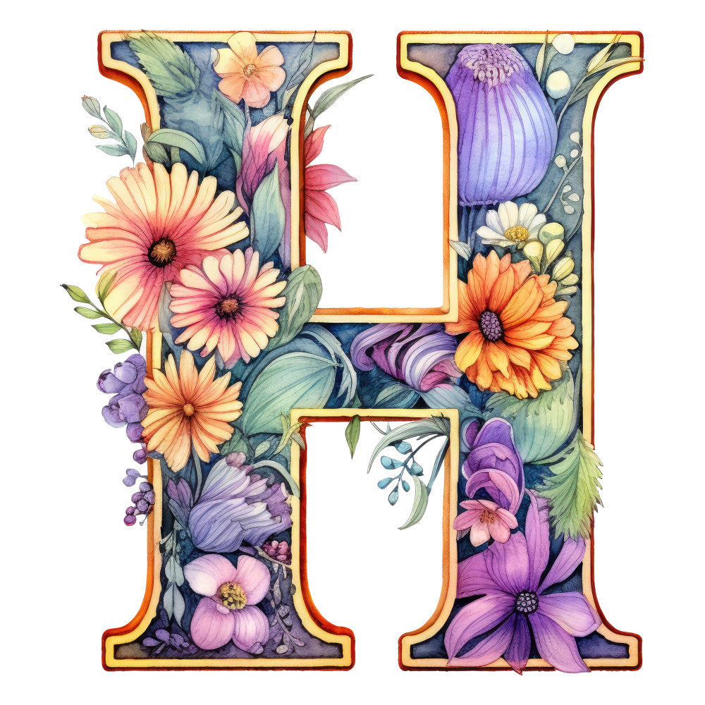Alphabet Flowers Fabric Panel H