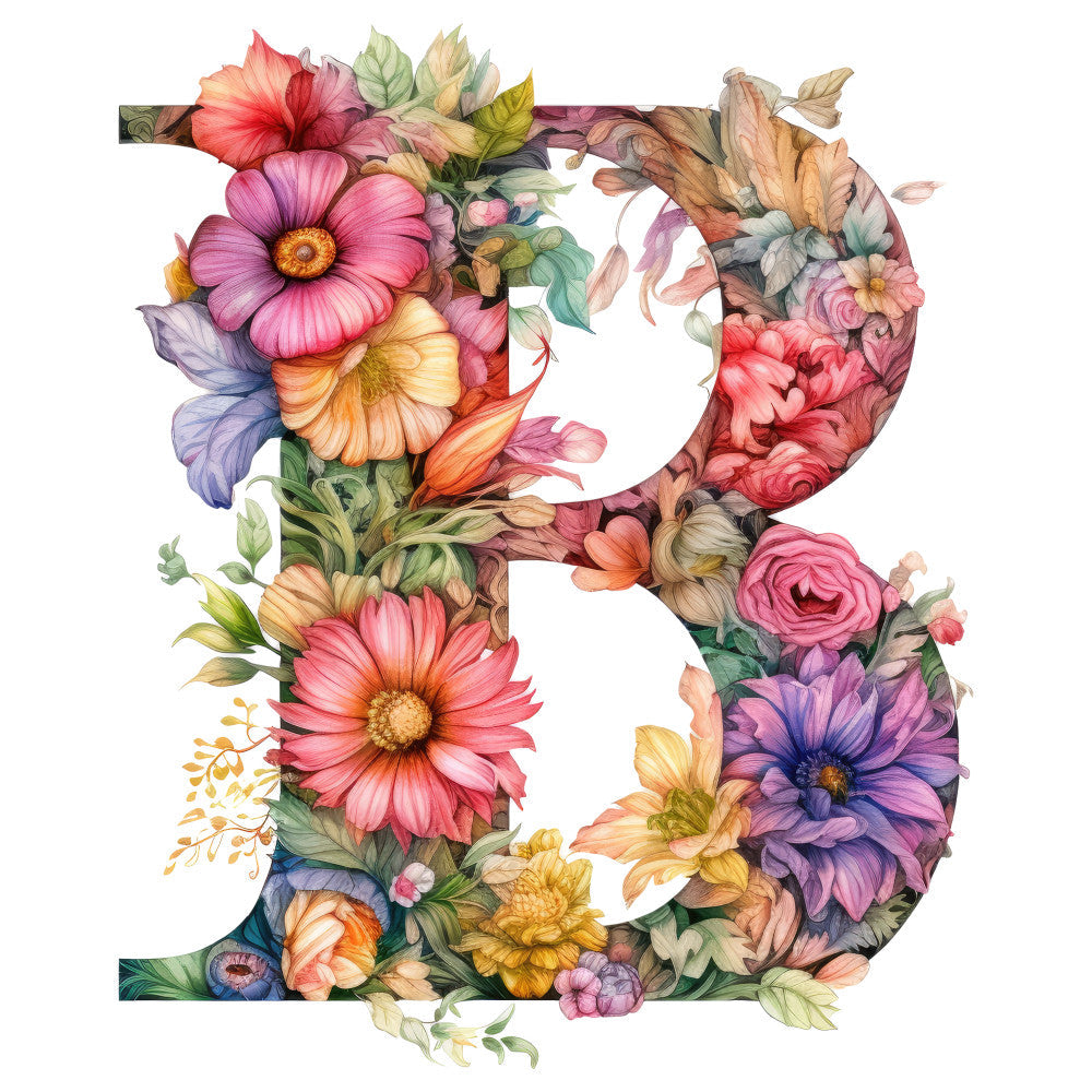 Alphabet Flowers Fabric Panel B
