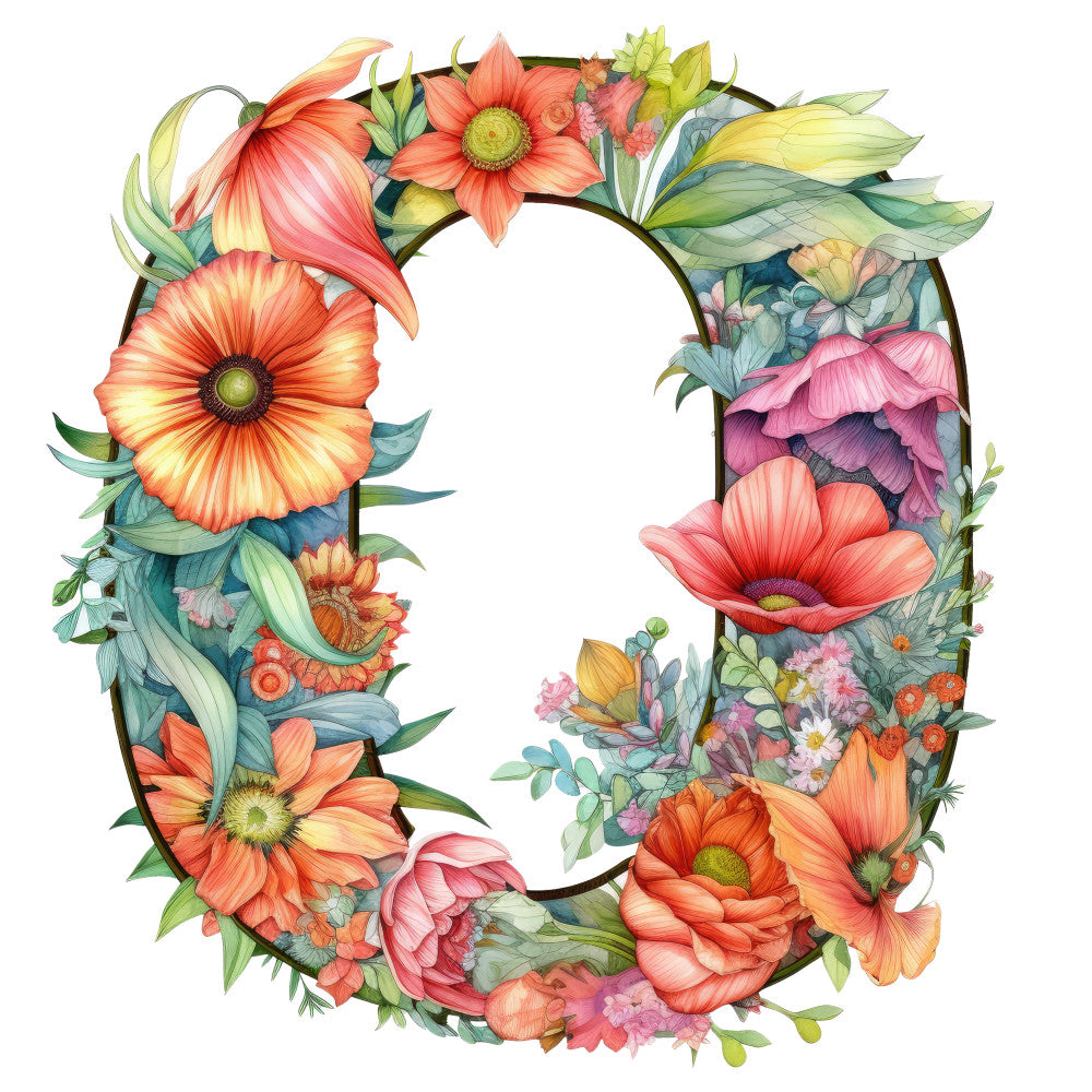 Alphabet Flowers Fabric Panel Q
