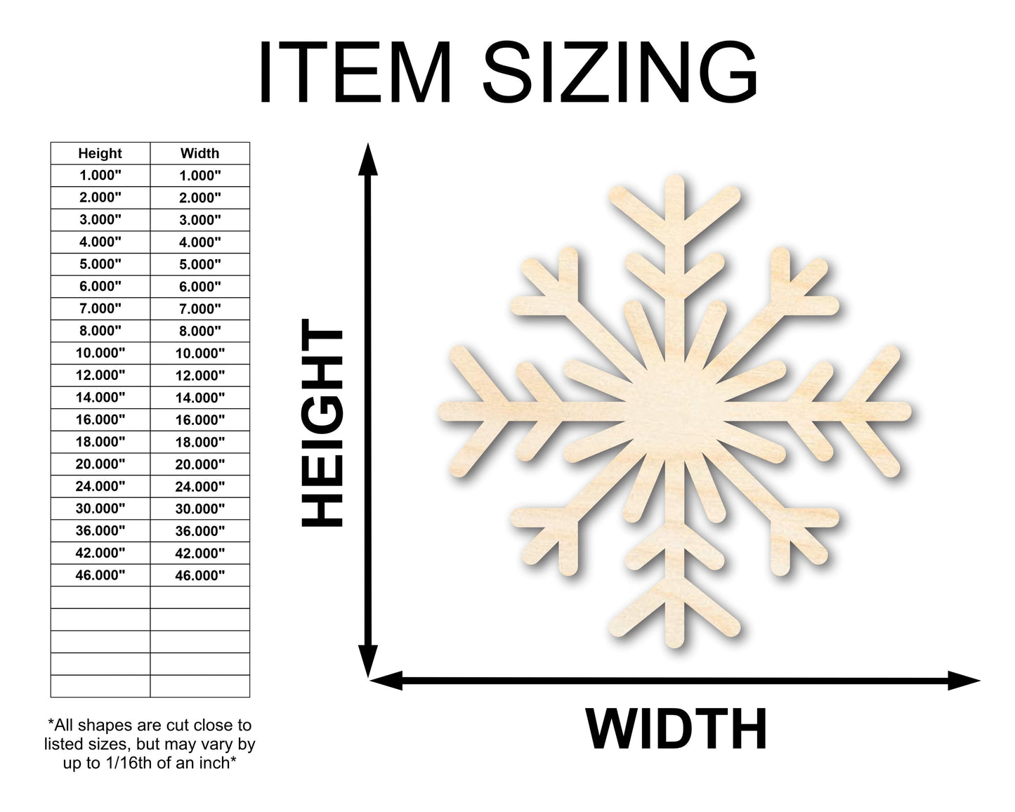 Unfinished Wood Snowflake Shape | Winter Decor | DIY Craft Cutout | up to 46" DIY