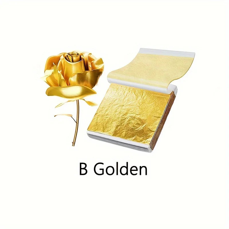 100pcs Imitation Gold Silver Foil Paper Leaf Sheets | Gilding DIY Craft Art Supplies