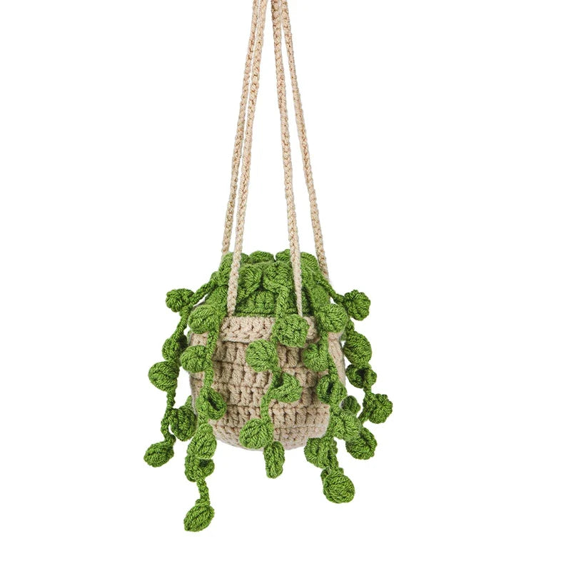 KRABALL Crochet Hanging Plant Kit With Instruction Easy Hand Knitting Yarn Ball Thread Needles Hooks Knit Tools Accessories Set