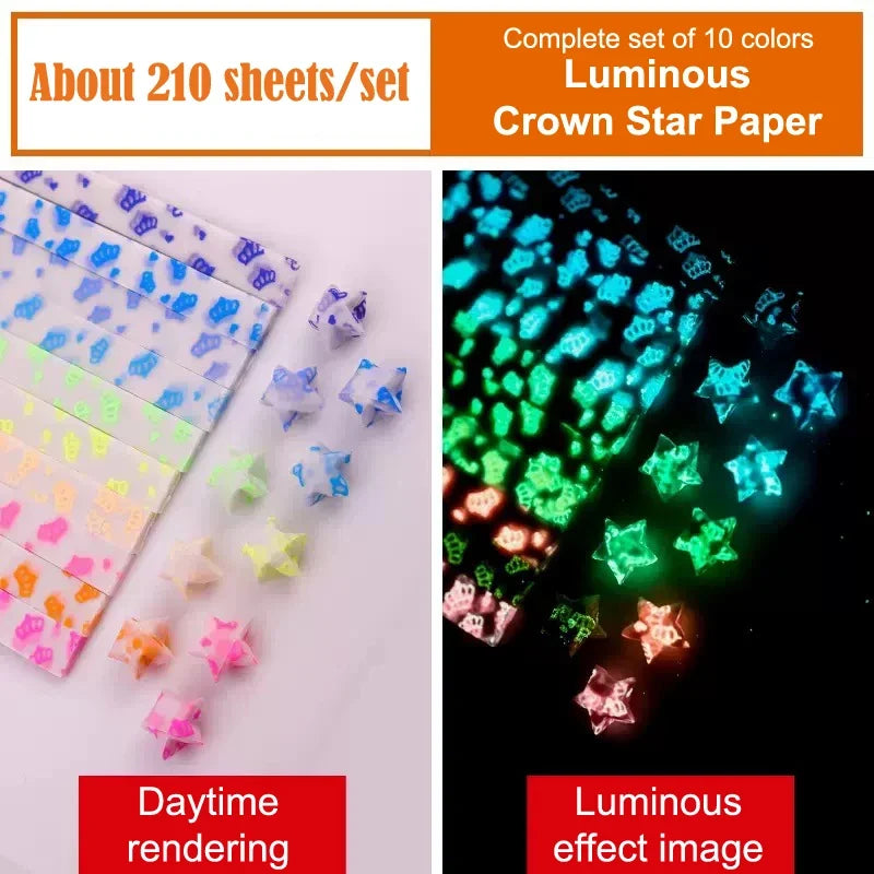210 Sheets Luminous Origami Paper Stars | DIY Craft Kit for Glowing Lucky Stars