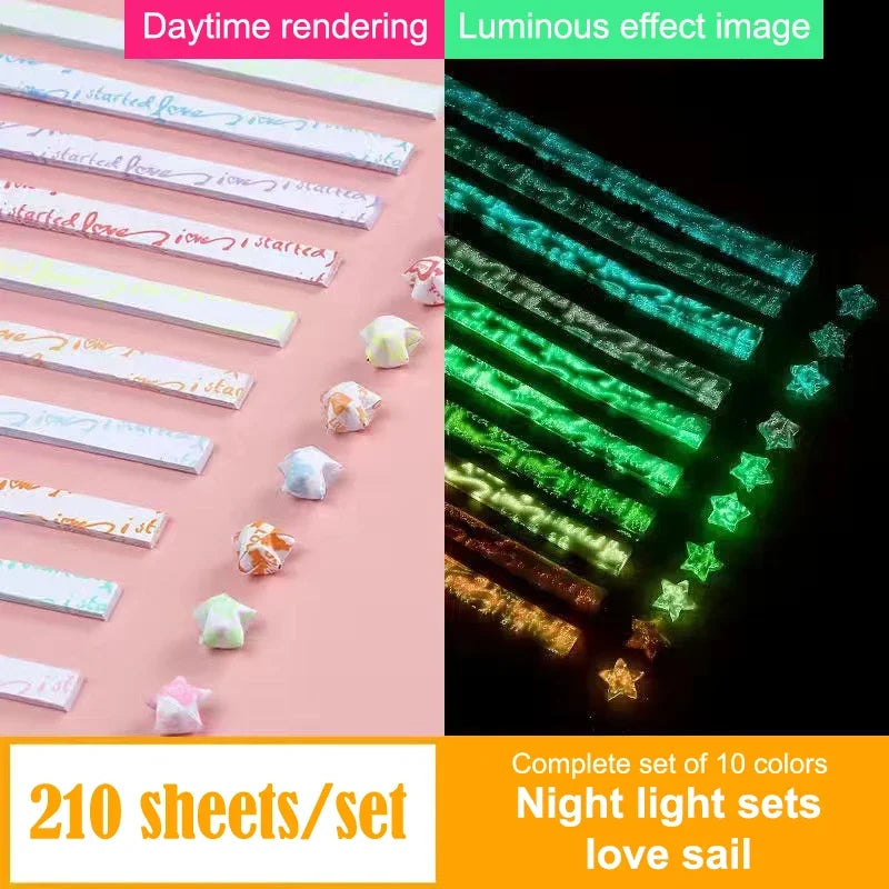210 Sheets Luminous Origami Paper Stars | DIY Craft Kit for Glowing Lucky Stars