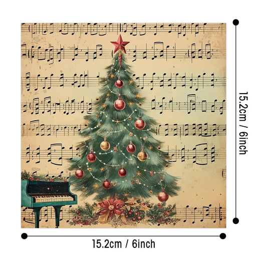 Vintage Christmas Sheet Music Scrapbook Paper Set | 12 Sheets of Decorative Decoupage Paper for DIY Crafts and Gift Wrapping