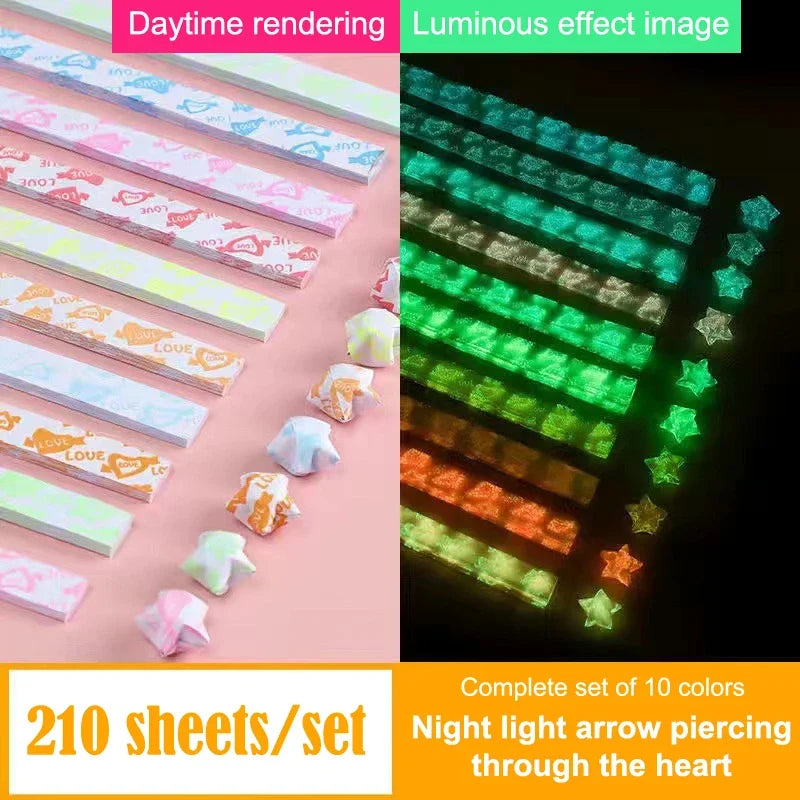 210 Sheets Luminous Origami Paper Stars | DIY Craft Kit for Glowing Lucky Stars