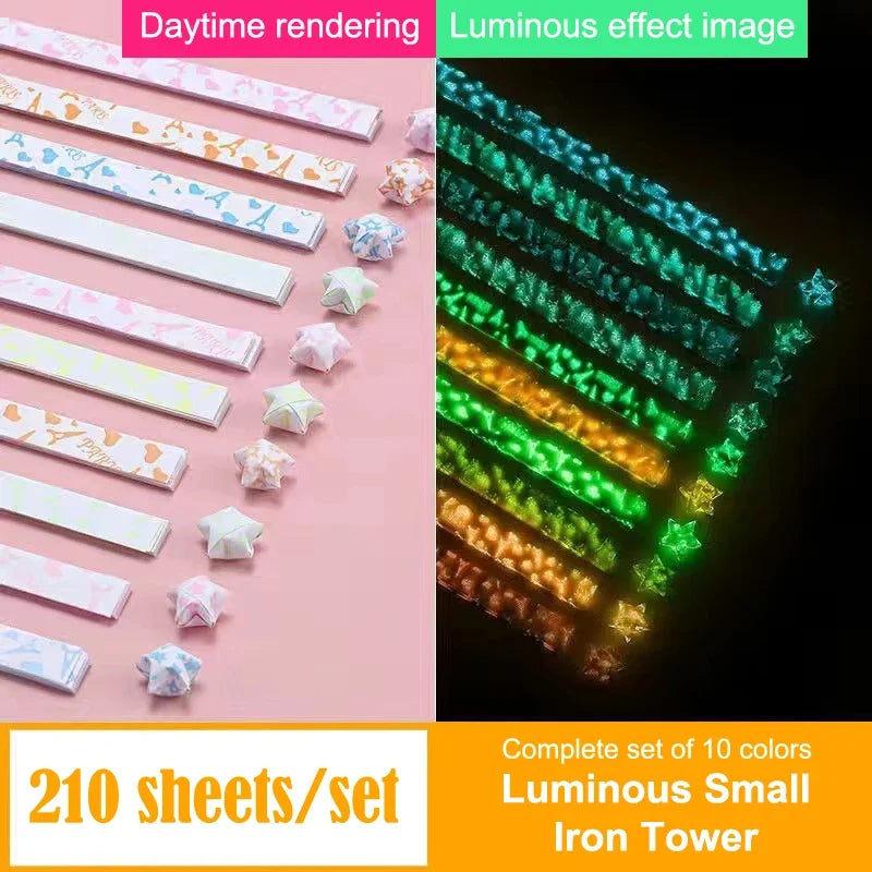 210 Sheets Luminous Origami Paper Stars | DIY Craft Kit for Glowing Lucky Stars