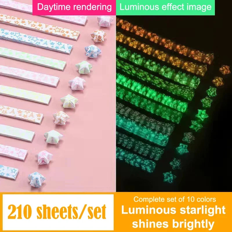 210 Sheets Luminous Origami Paper Stars | DIY Craft Kit for Glowing Lucky Stars