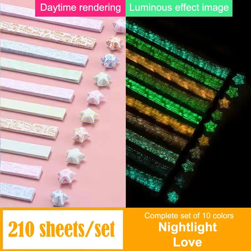 210 Sheets Luminous Origami Paper Stars | DIY Craft Kit for Glowing Lucky Stars