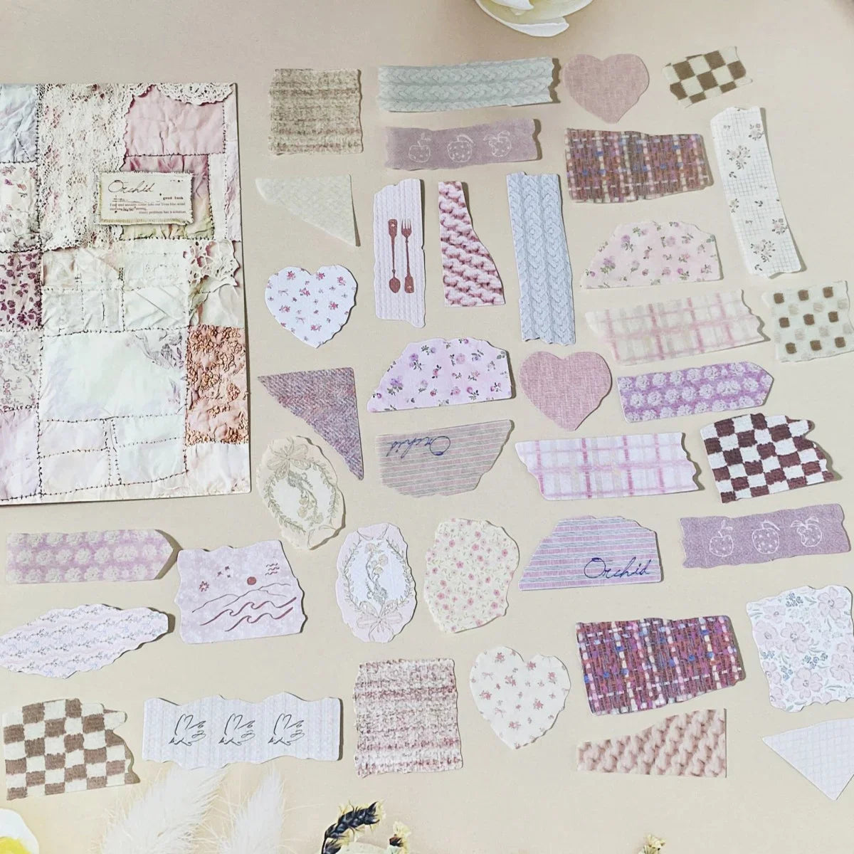 Vintage Paper Sticker Set for Junk Journal | 50-Pack Craft Supplies
