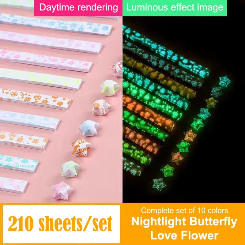 210 Sheets Luminous Origami Paper Stars | DIY Craft Kit for Glowing Lucky Stars