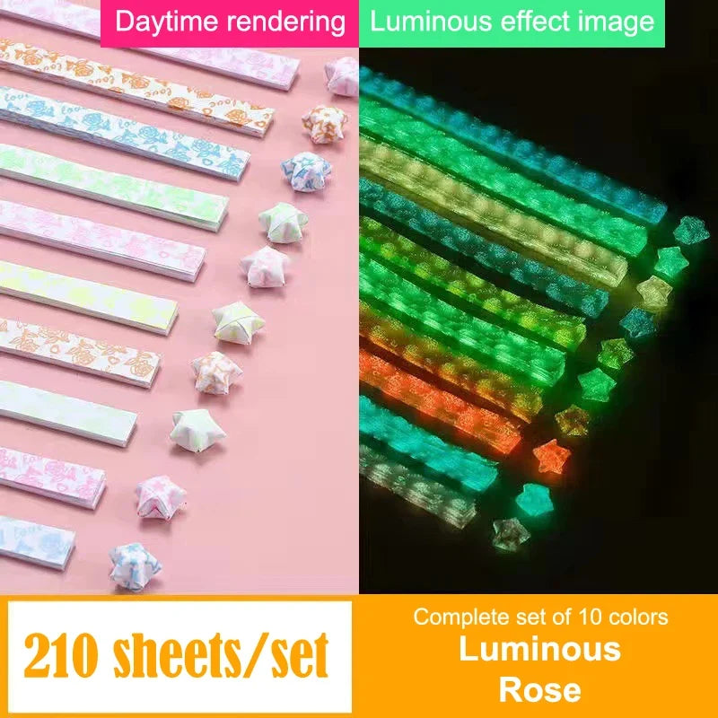 210 Sheets Luminous Origami Paper Stars | DIY Craft Kit for Glowing Lucky Stars