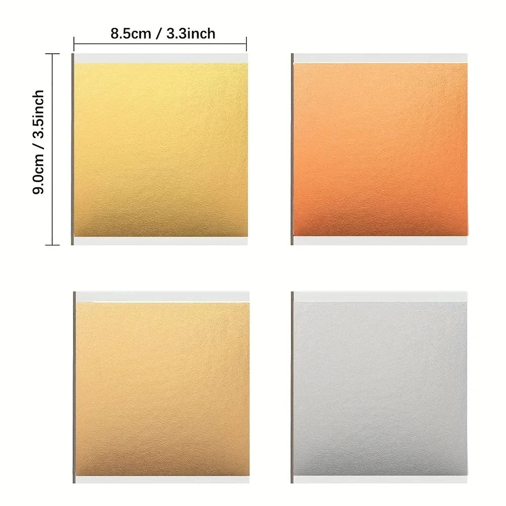 100pcs Imitation Gold Silver Foil Paper Leaf Sheets | Gilding DIY Craft Art Supplies