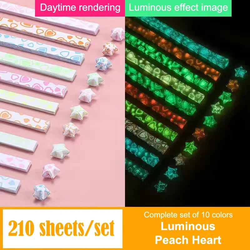 210 Sheets Luminous Origami Paper Stars | DIY Craft Kit for Glowing Lucky Stars
