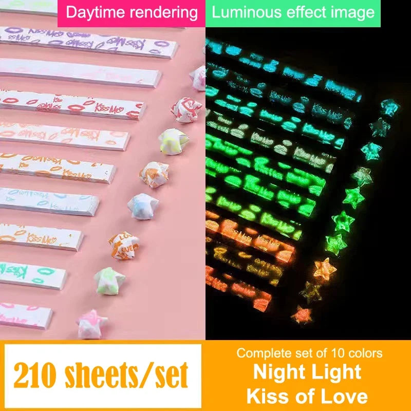 210 Sheets Luminous Origami Paper Stars | DIY Craft Kit for Glowing Lucky Stars