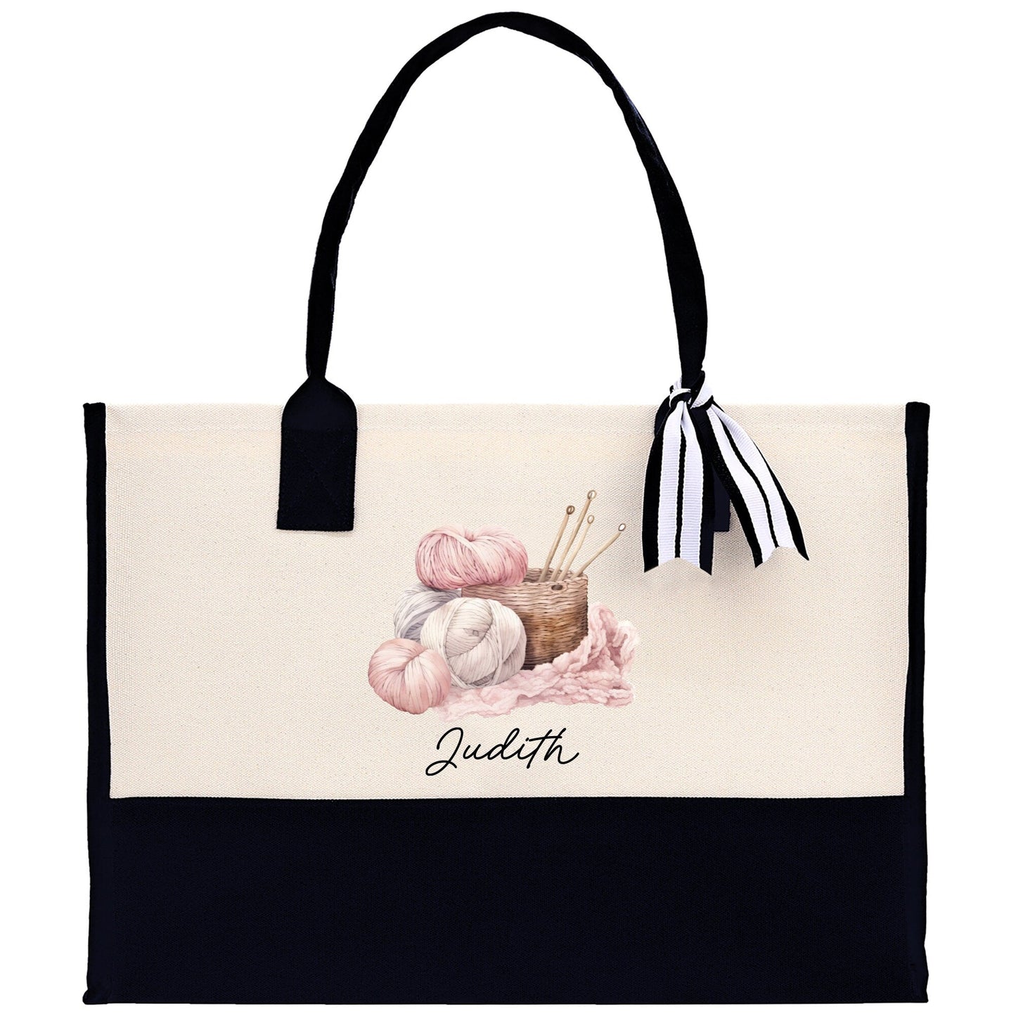 Personalized Cotton Canvas Tote Bag Custom Grandma Kitting Bag Yarn Custom Crochet Bag Mother's Day Gift Knitting Gift