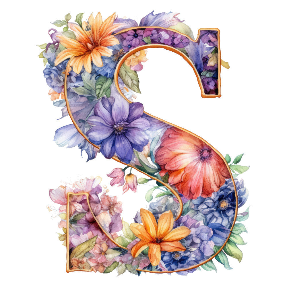 Alphabet Flowers Fabric Panel S