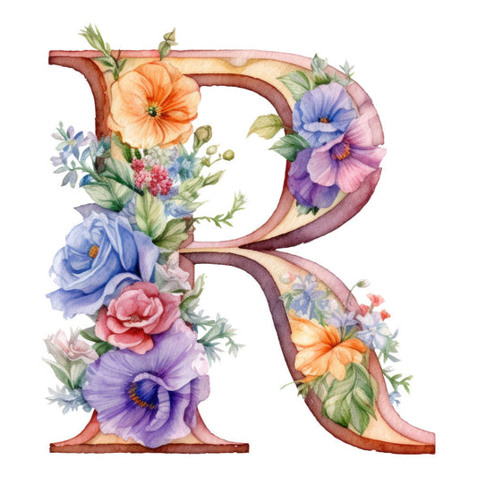 Alphabet Flowers Fabric Panel R