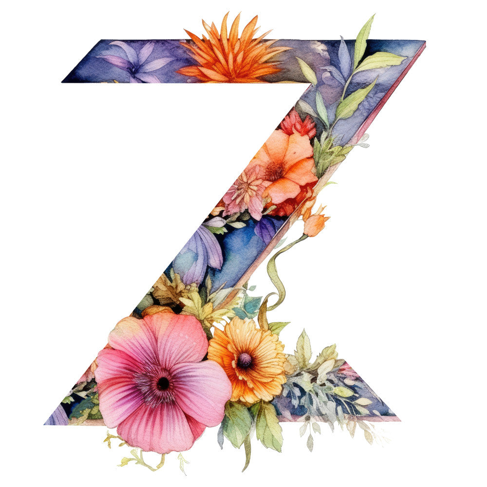 Alphabet Flowers Fabric Panel Z