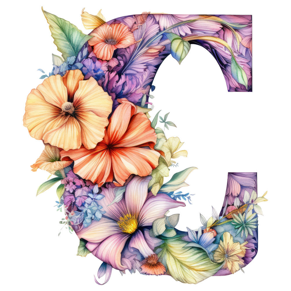 Alphabet Flowers Fabric Panel C