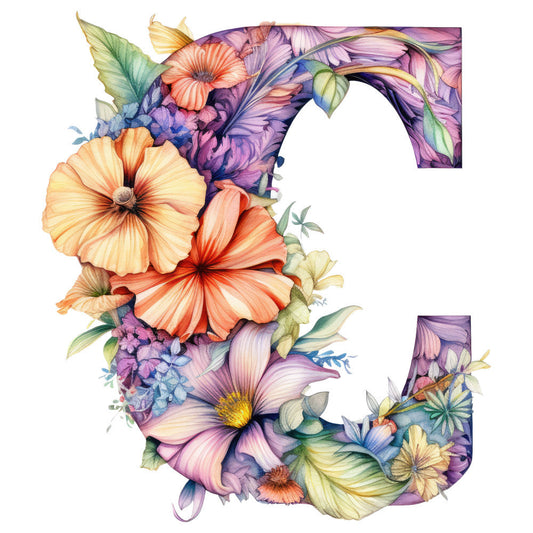 Alphabet Flowers Fabric Panel C