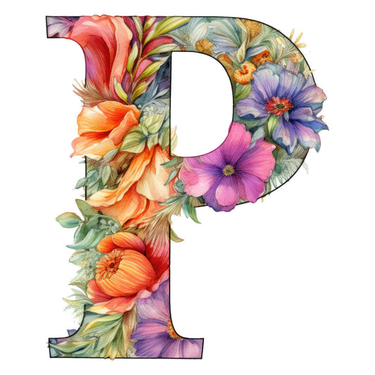 Alphabet Flowers Fabric Panel P