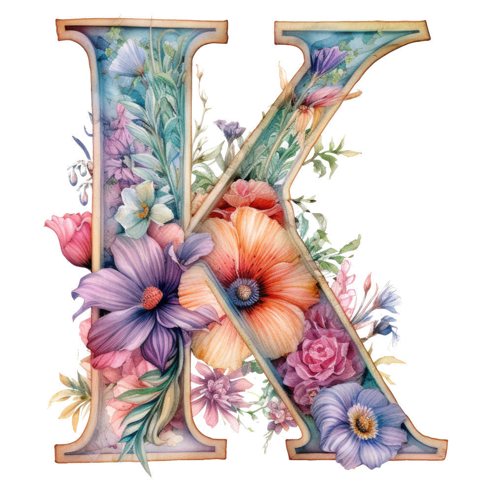 Alphabet Flowers Fabric Panel K