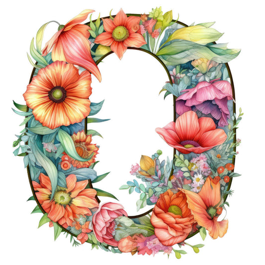 Alphabet Flowers Fabric Panel Q