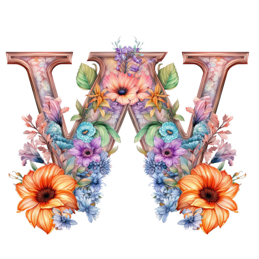 Alphabet Flowers Fabric Panel W